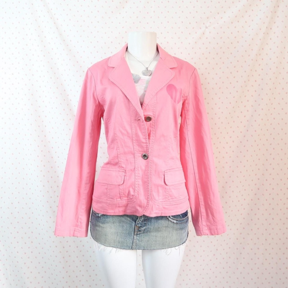 Vintage Pink Women's Blazer Jacket with Heart Detail - Picture 5 of 7